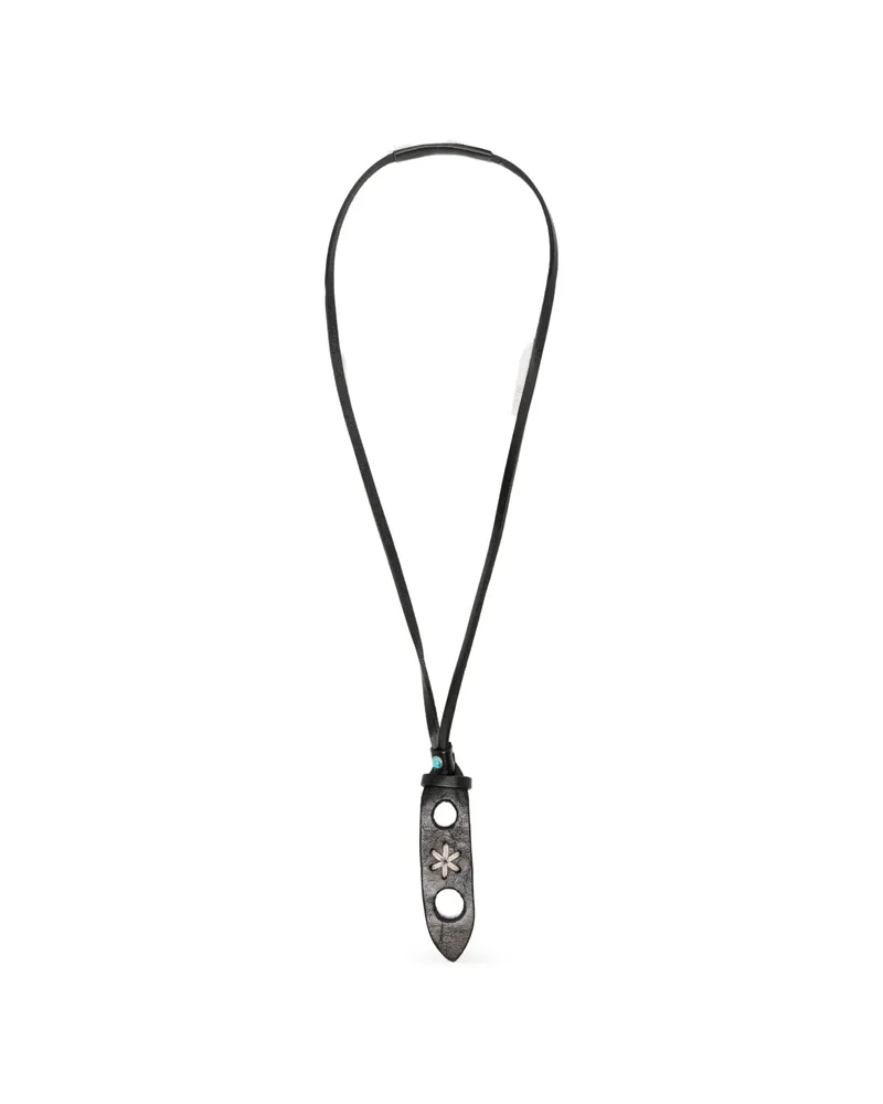 ERALDO Flower-embroidered Leather Glasses Necklace Black