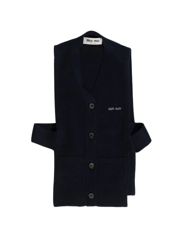 Miu Miu V-neck Logo Vest Blue