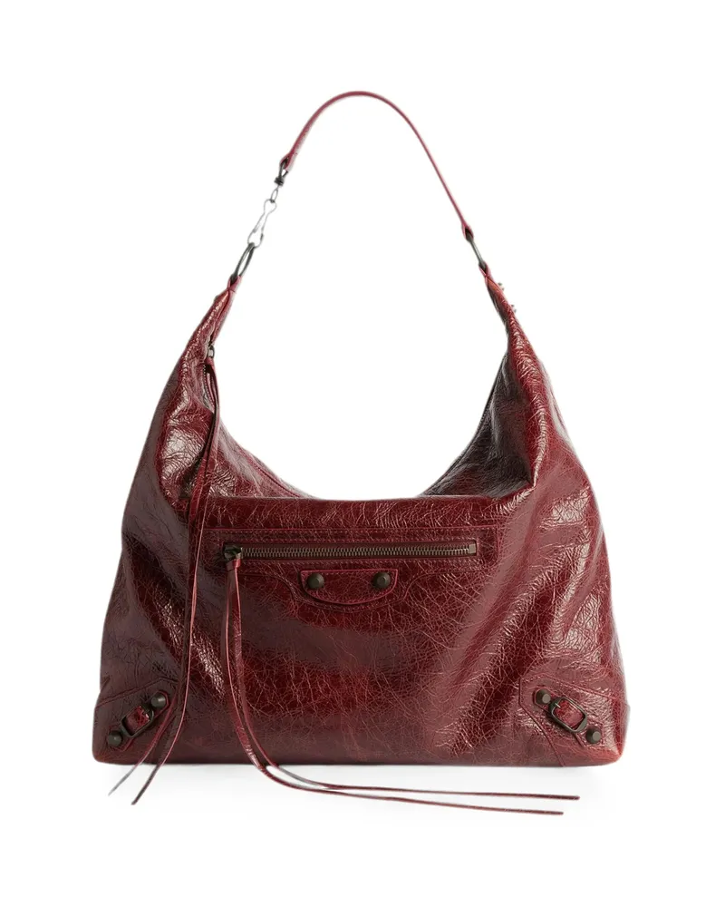 Balenciaga Medium Le City Crinkled-leather Shoulder Bag Red