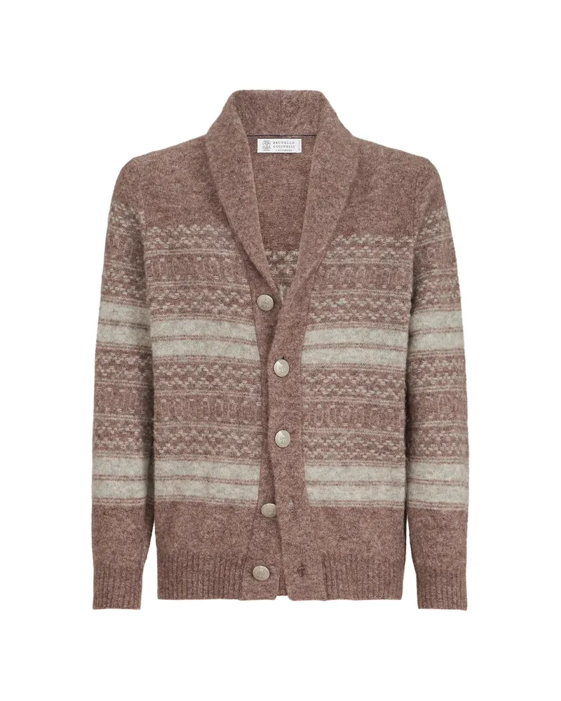 Brunello Cucinelli Alpaca, Cashmere And Wool Nordic-jacquard Cardigan Brown