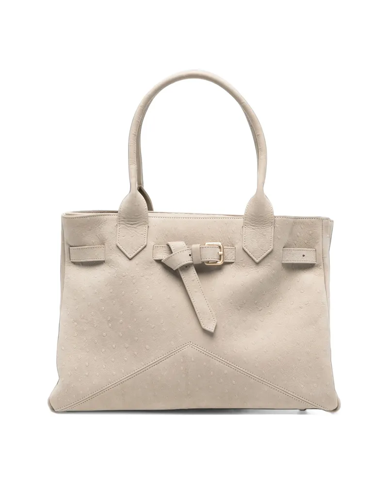 Ballantyne M Kate Buckle-detail Textured Tote Bag Neutrals