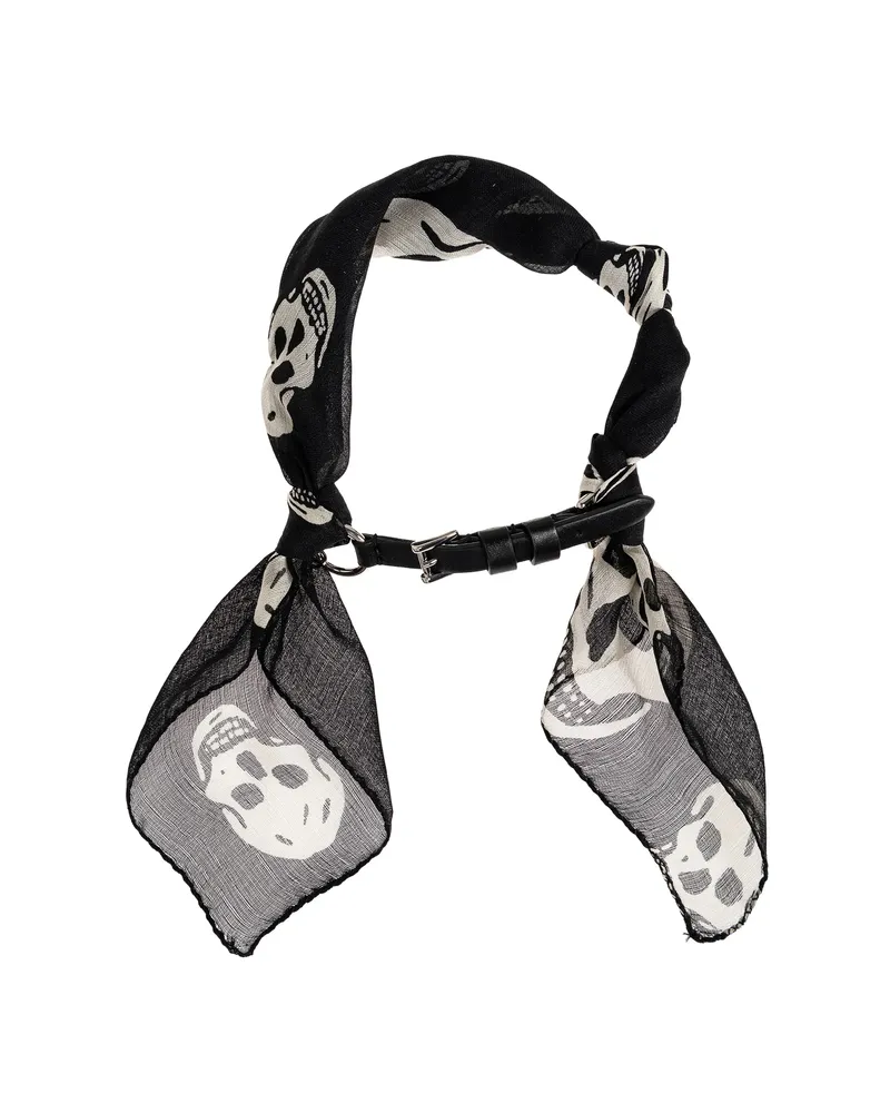 Alexander McQueen Skull Scarf Double Wrap Bracelet Black