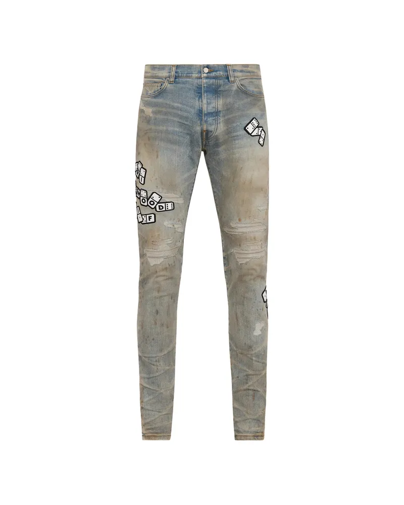Amiri Applique Skinny Jeans Blue