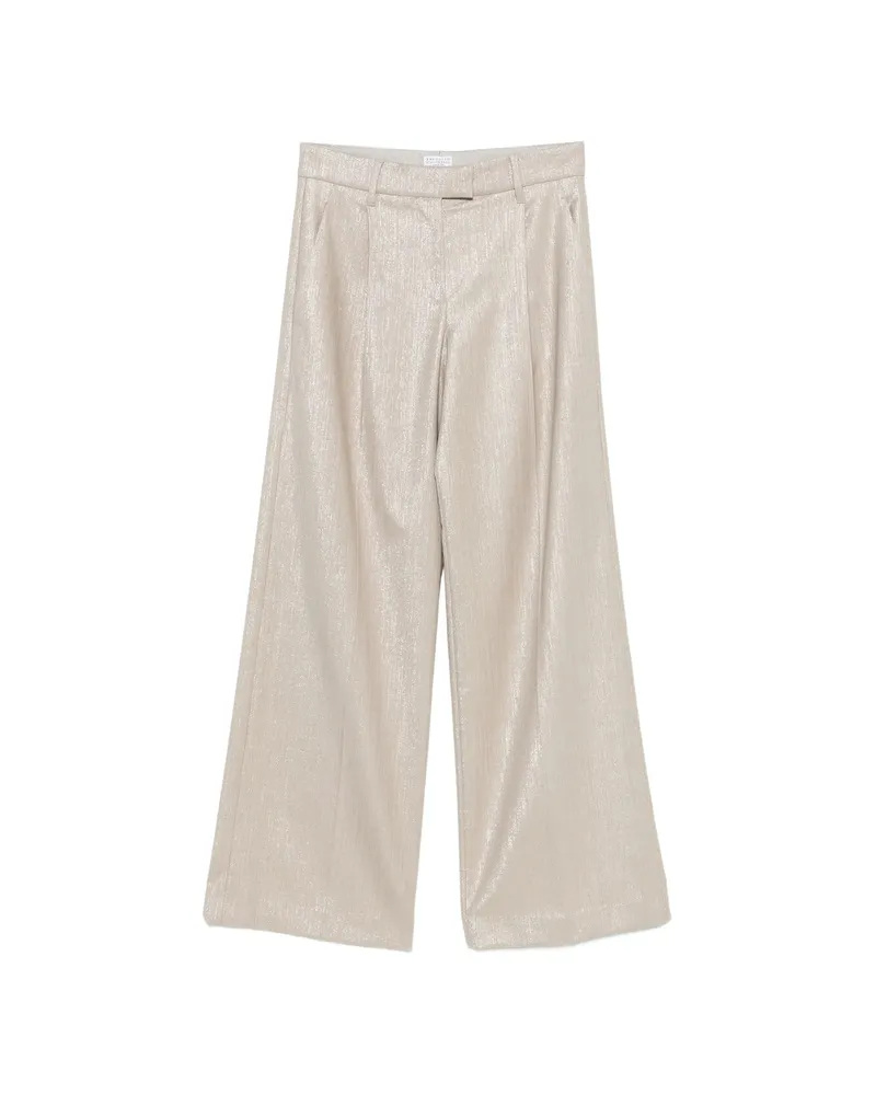 Brunello Cucinelli Shimmer-effect Pleated Trousers Neutrals