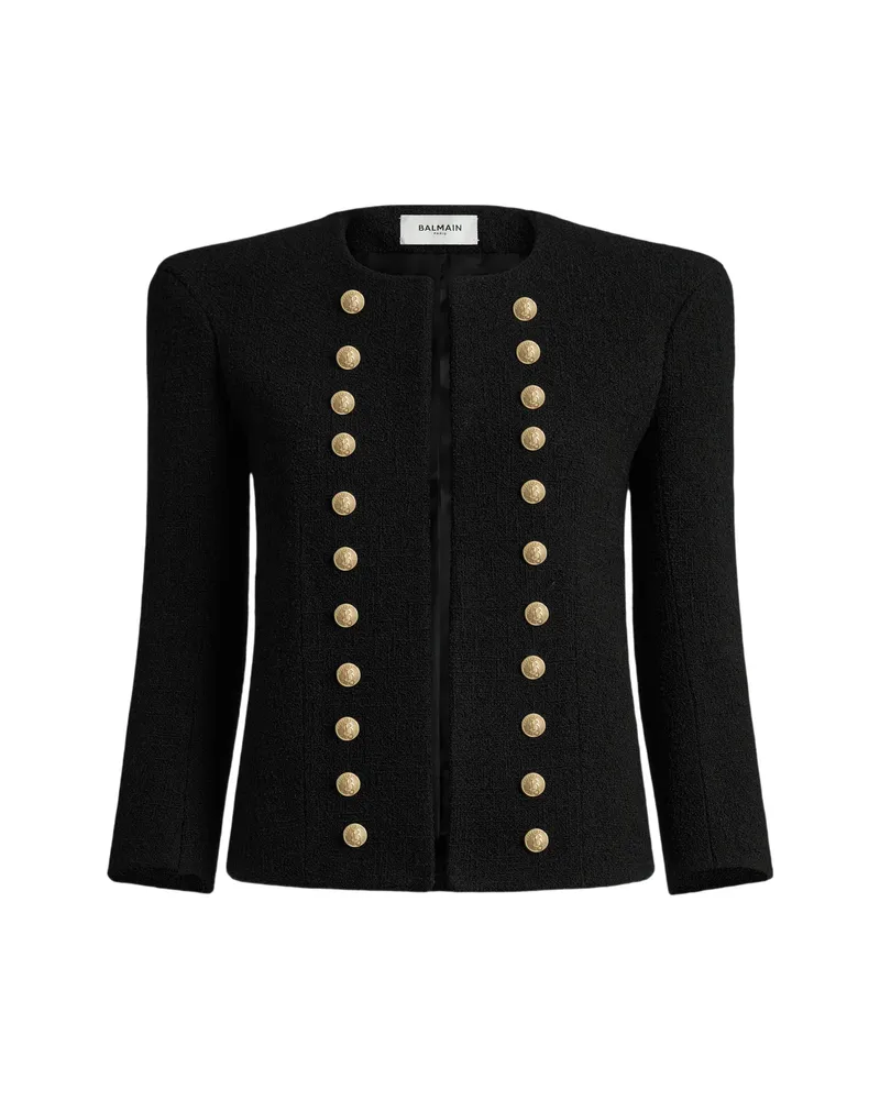 Balmain Tweed Jacket With Gold-tone Buttons Black