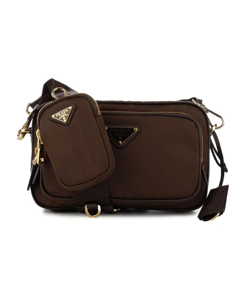 Prada Logo-plaque Shoulder Bag Brown