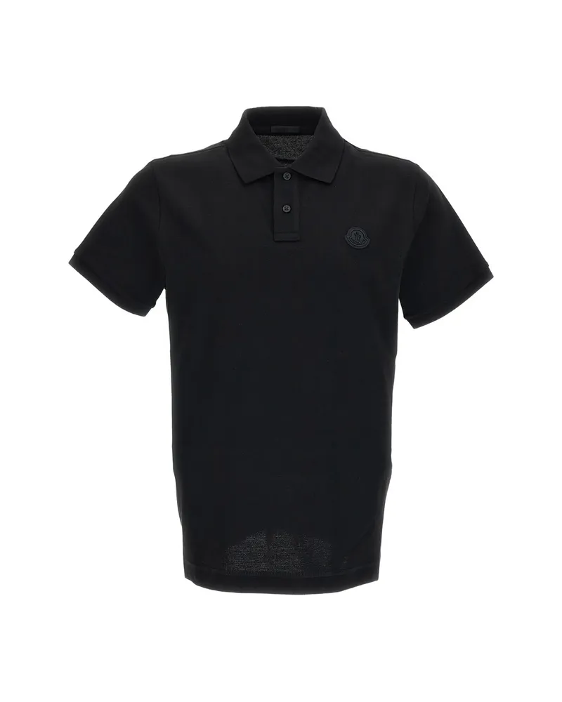 Moncler Logo-patch Piqué Polo Shirt Black
