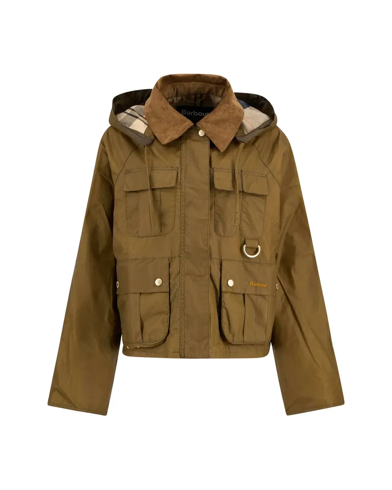 Barbour Liza Corduroy-collar Hooded Jacket Brown