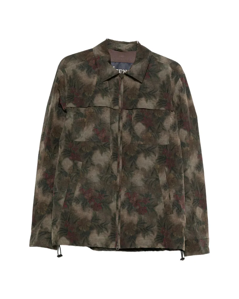 Herno Floral Print Jacket Green