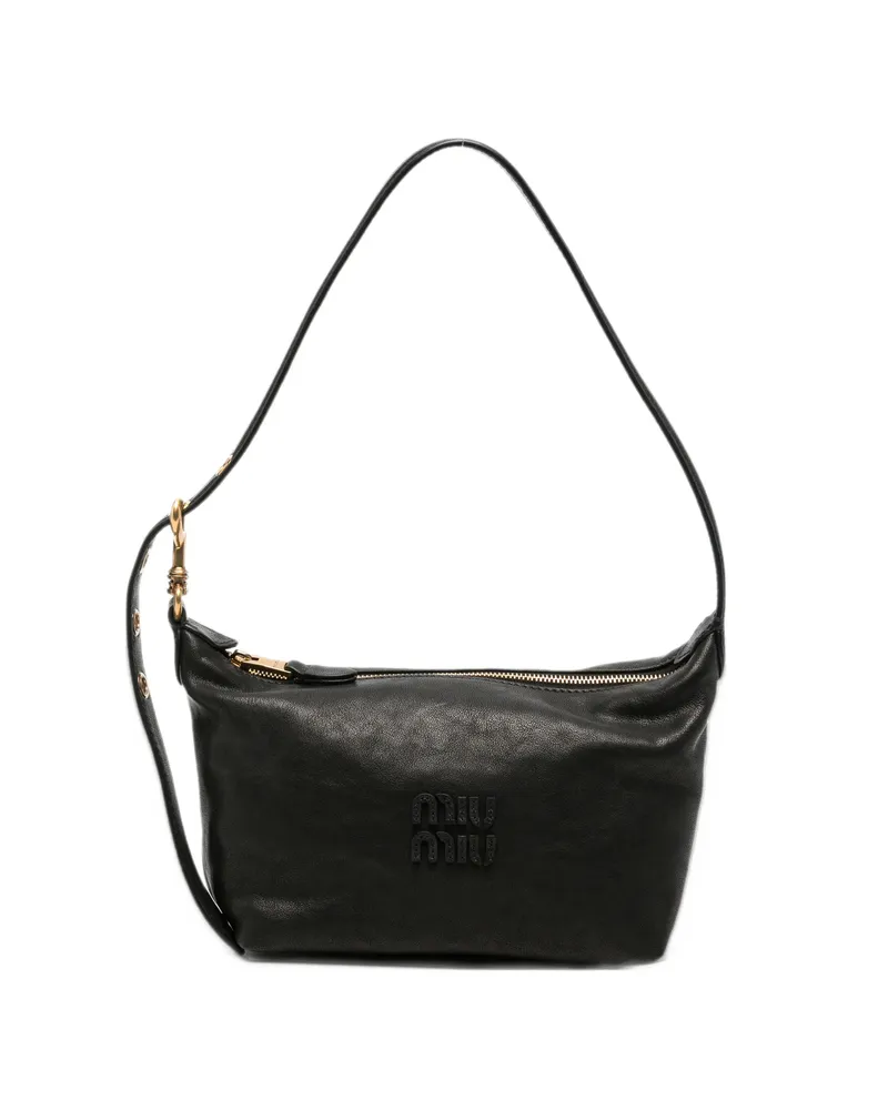 Miu Miu Mini Spirit Logo-embossed Leather Mini Bag Black