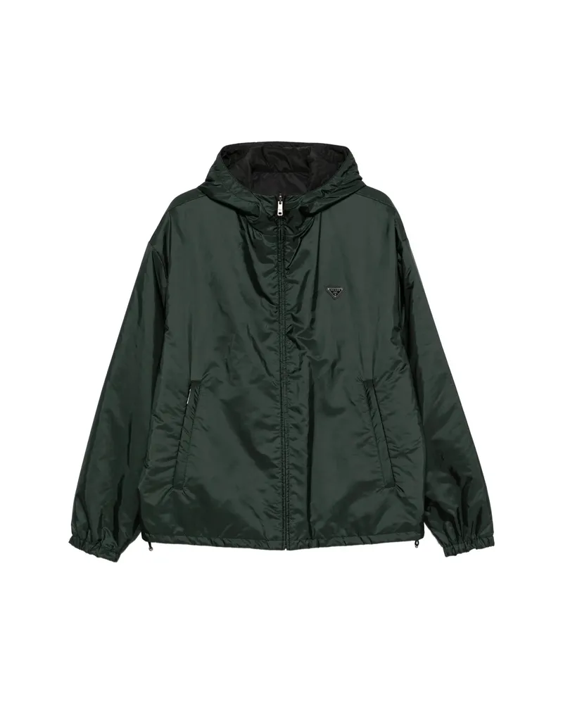 Prada Logo-plaque Hooded Jacket Green