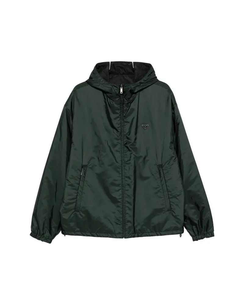 Prada Logo-plaque Hooded Jacket Green