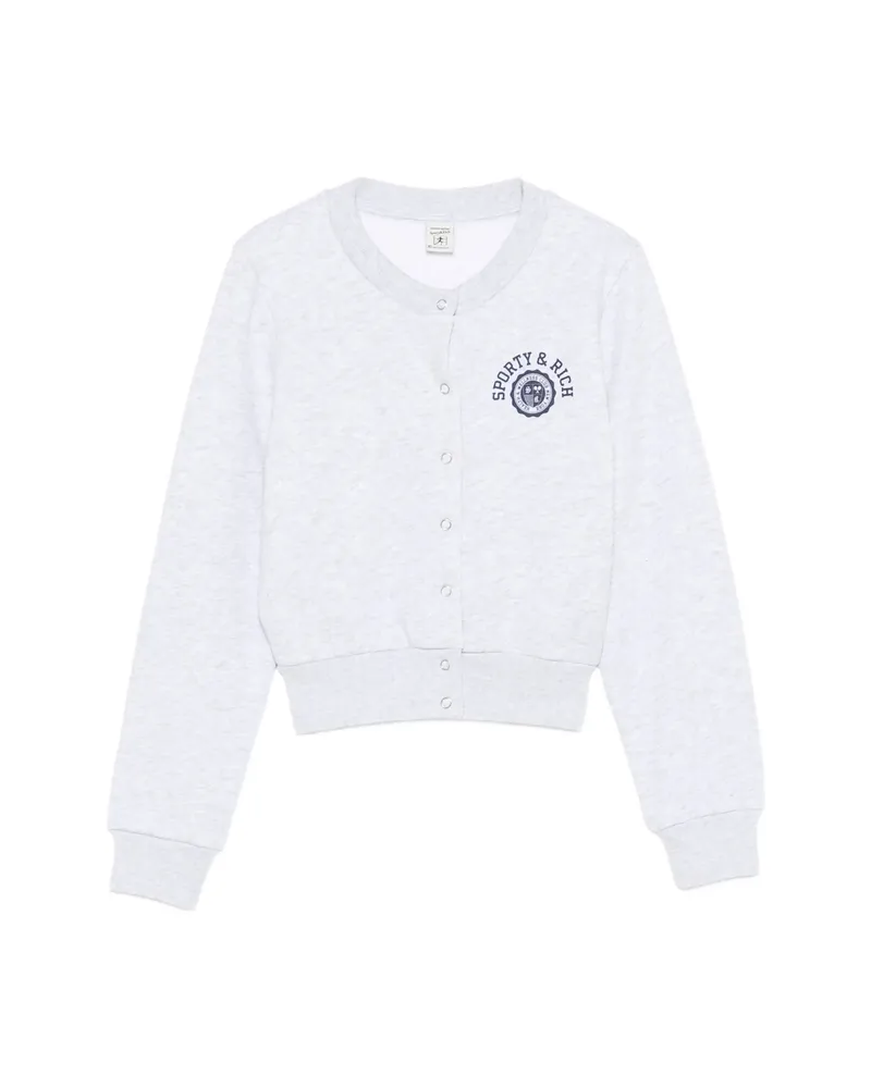 SPORTY & RICH Logo-print Cropped Sweatshirt Grey