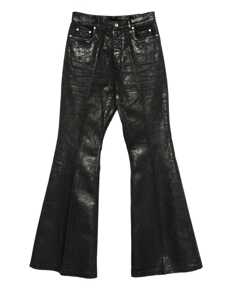 Rick Owens Metallic-effect Flared Trousers Black