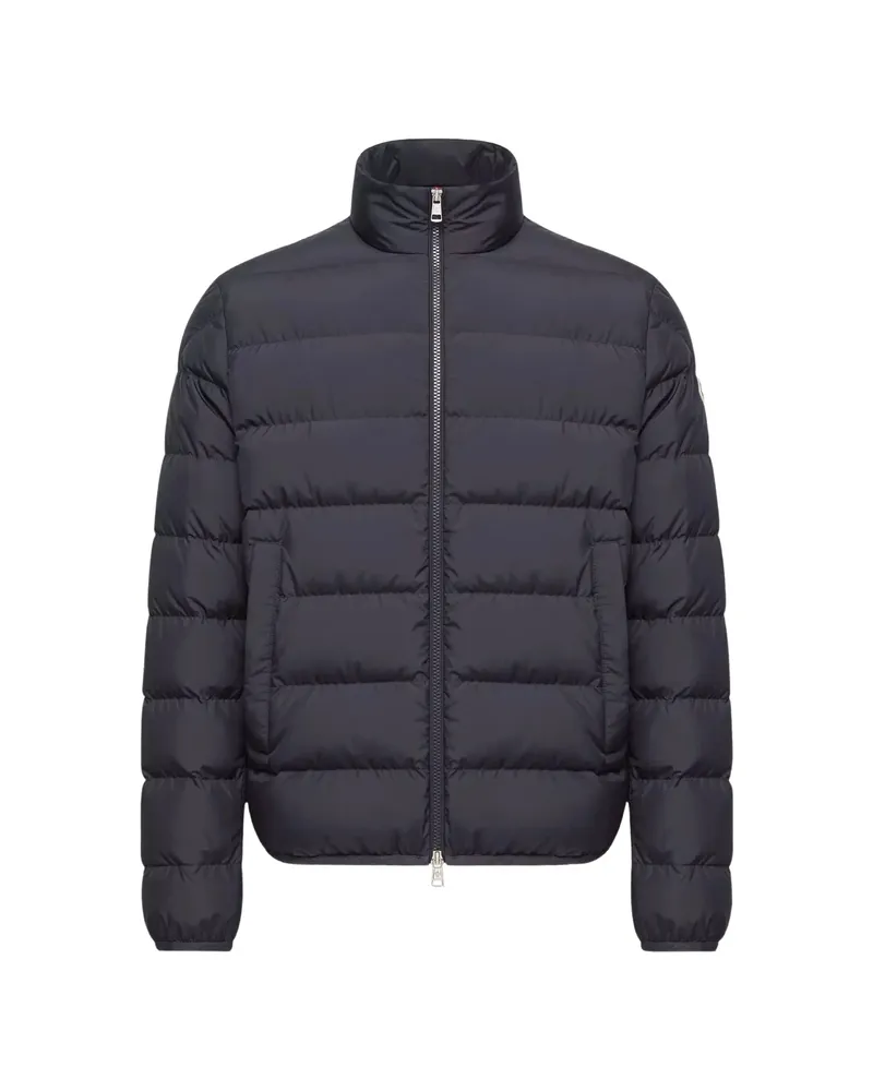 Moncler Logo-patch Hooded Down Jacket Blue