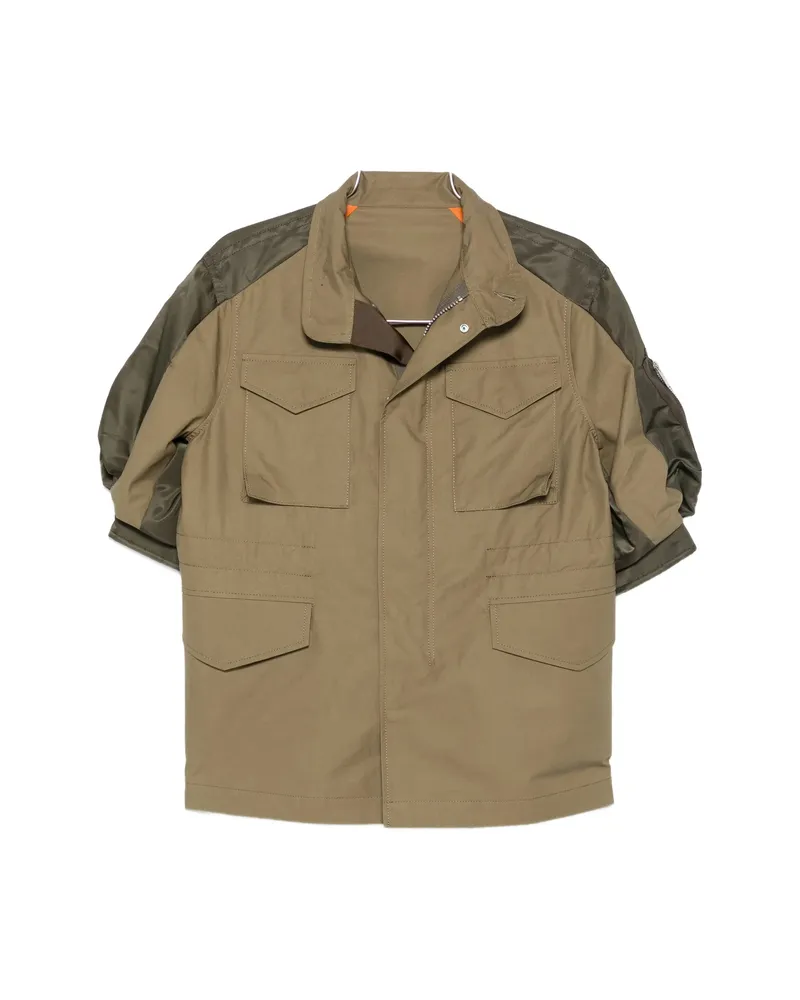 Sacai Panelled Drawstring-waist Jacket Green