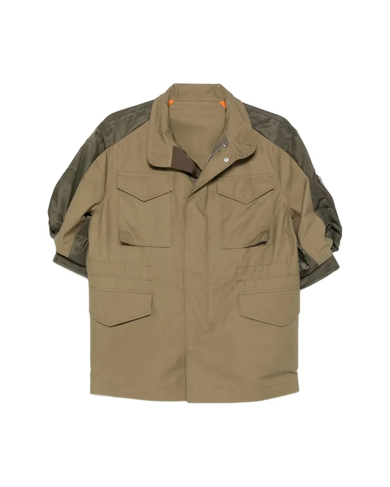 Sacai Panelled Drawstring-waist Jacket Green
