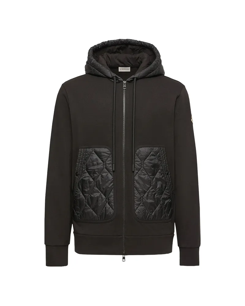 Moncler Quilted-panel Zip-up Hoodie Black