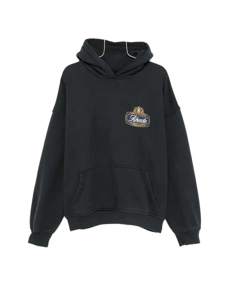 RHUDE Logo-print Cotton Hoodie Black