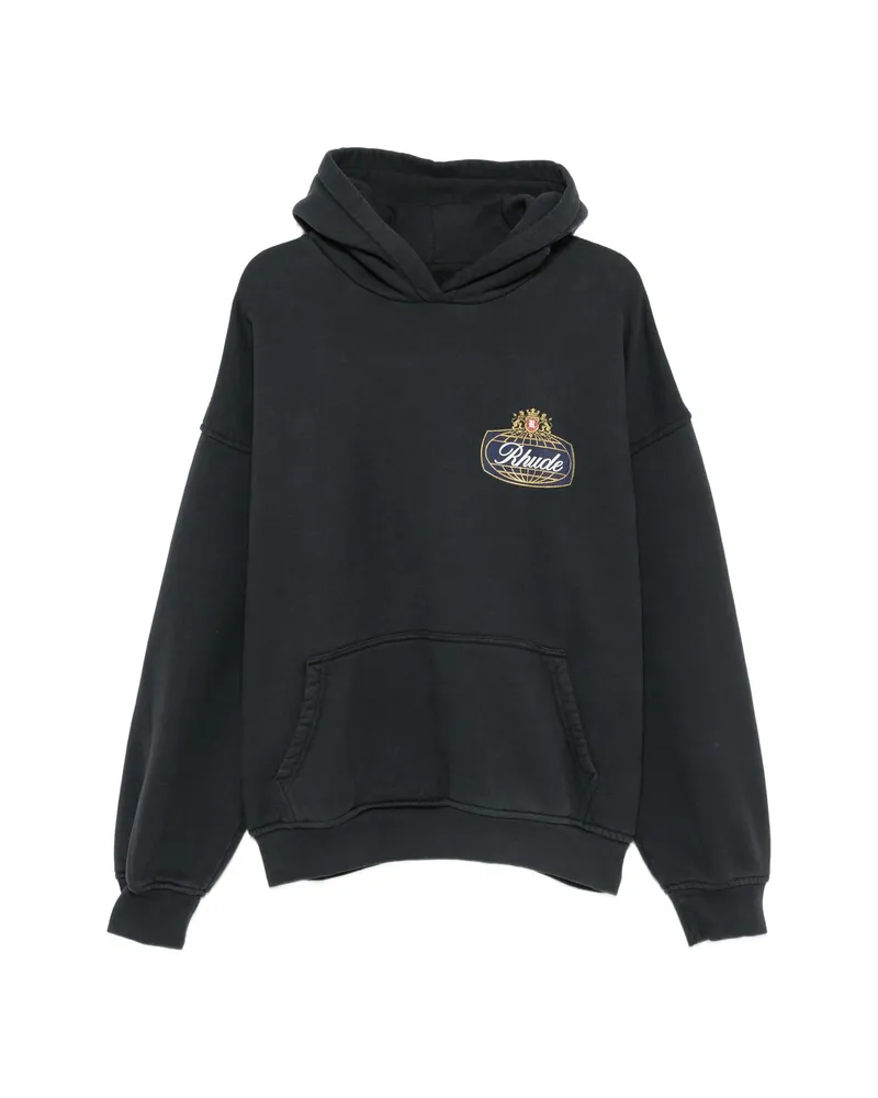 RHUDE Logo-print Cotton Hoodie Black