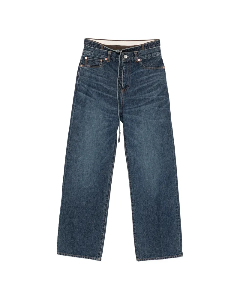 Sacai Belted Layered-waist Jeans Blue