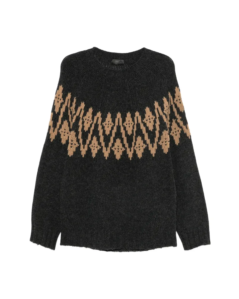 Dondup Intarsia-knit Raglan-sleeve Sweater Grey
