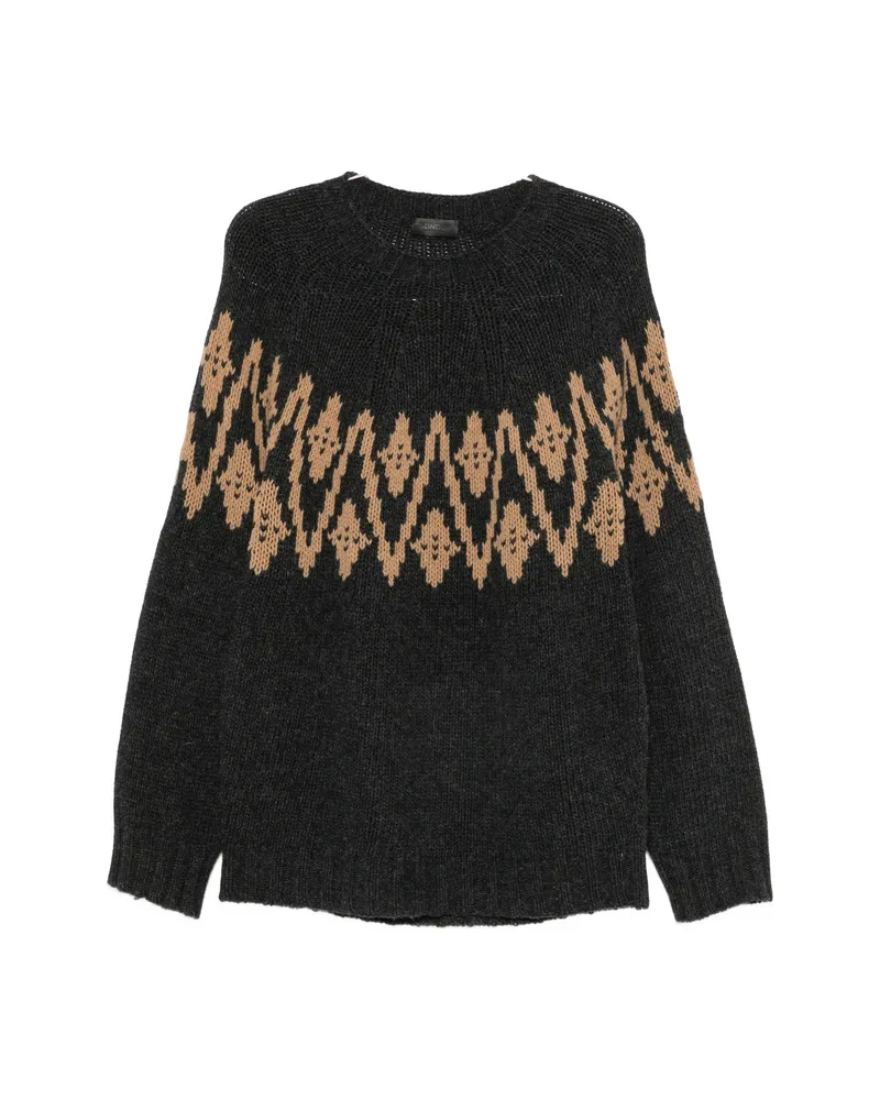 Dondup Intarsia-knit Raglan-sleeve Sweater Grey