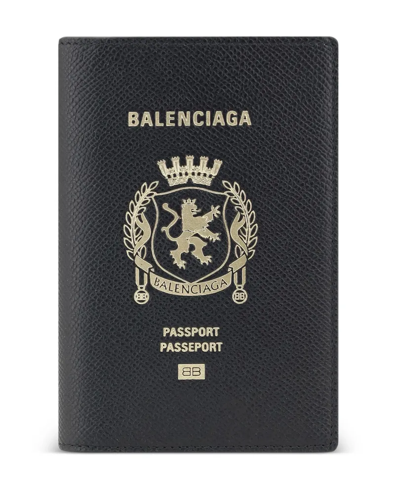 Balenciaga Leather Passport Holder Black