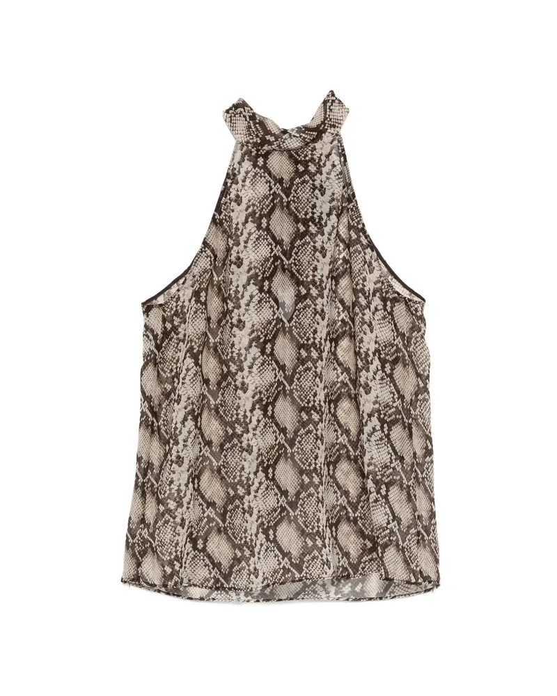 Nili Lotan Snake-pattern Halter-neck Top Neutrals