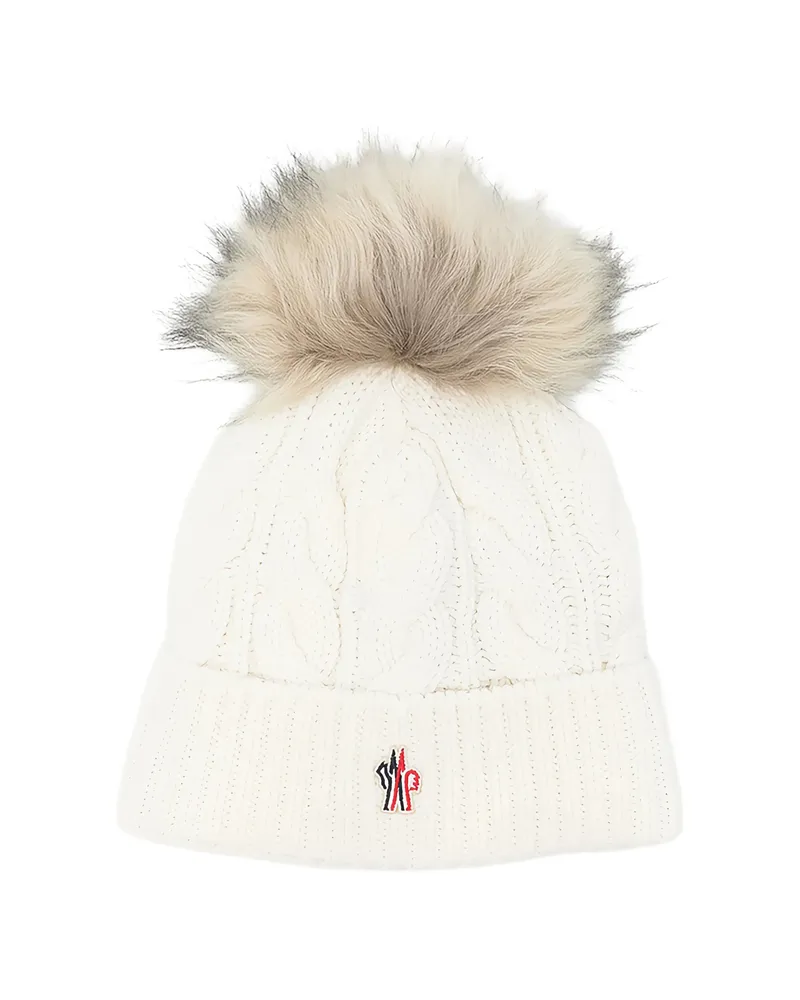 Moncler Cable-knit Pompom Beanie Hat Brown