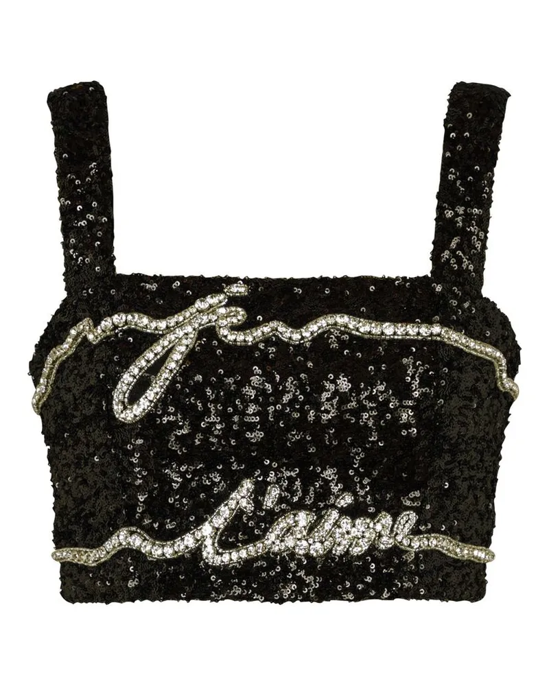 Balmain Sequinned Cropped Top Black