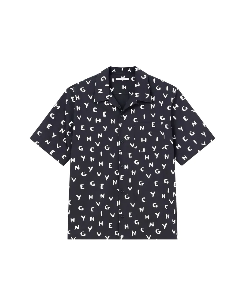 Givenchy Shirt In Poplin With Givenchy Brushed Print Black