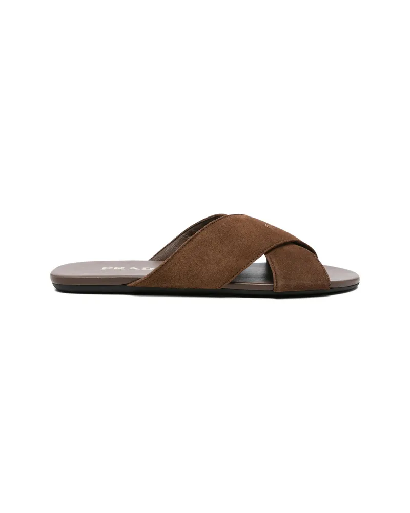 Prada Cross-strap Sandals Brown