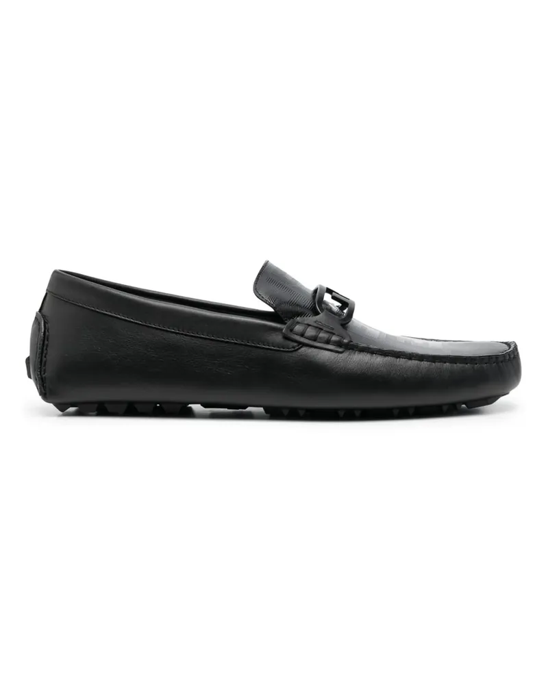 Fendi Logo-print Leather Loafers Black