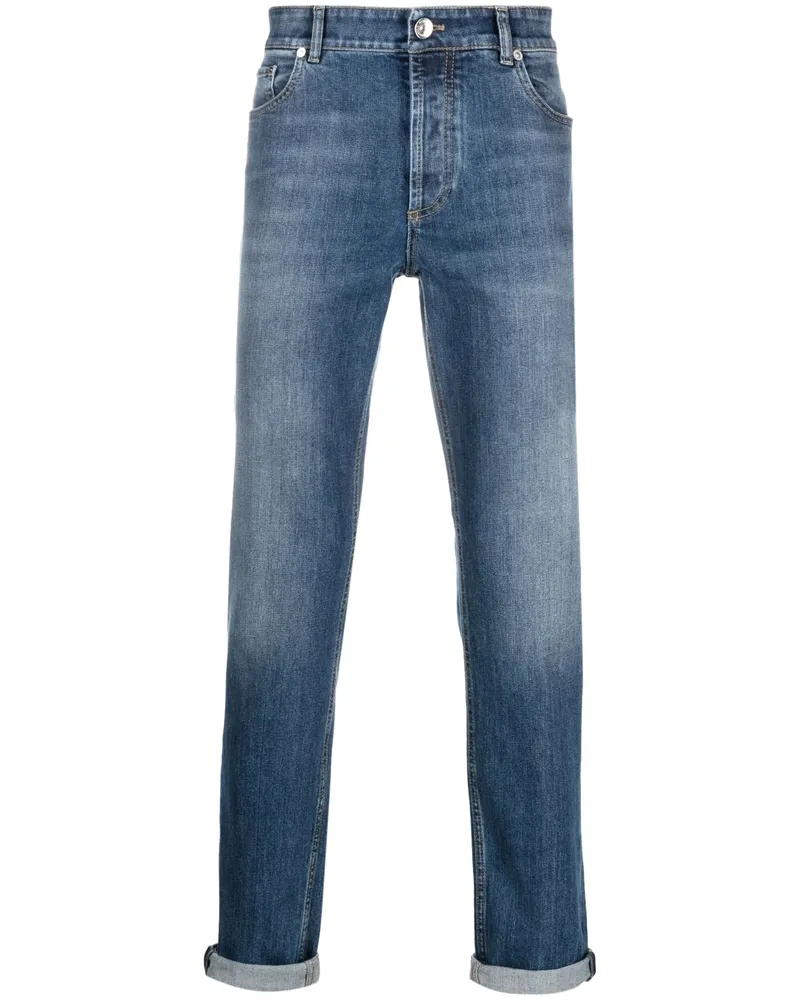 Brunello Cucinelli Mid-rise Cotton Jeans Blue