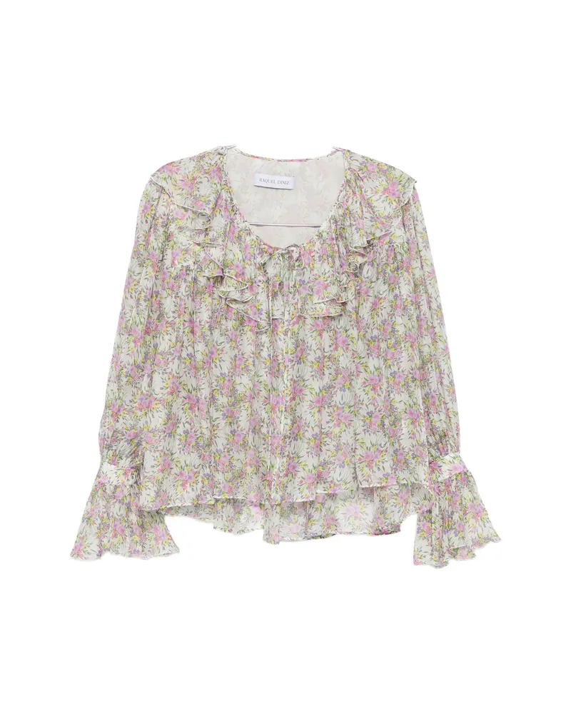 Raquel Diniz Floral-print Ruffled Blouse White