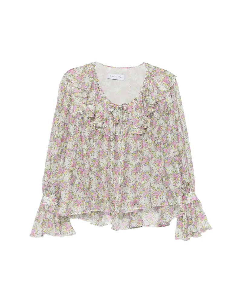 Raquel Diniz Floral-print Ruffled Blouse White