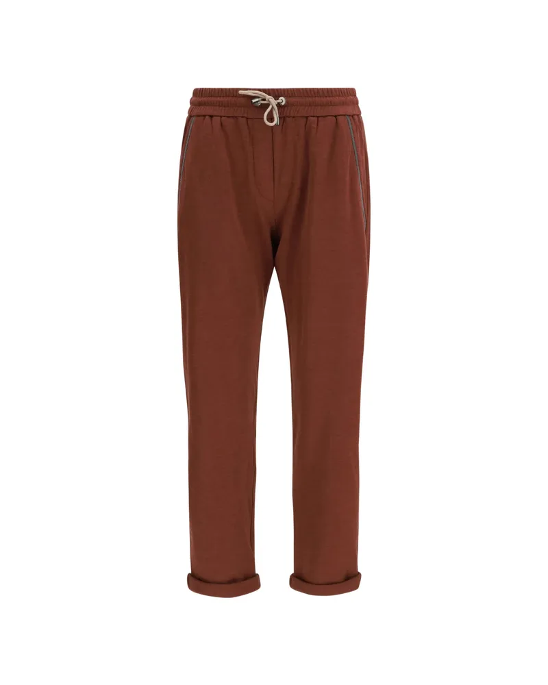 Brunello Cucinelli Drawstring Turn-up Track Pants Brown