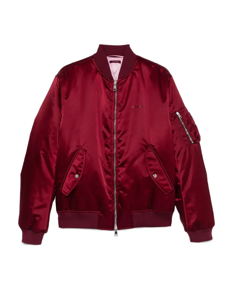 Gucci Satin Bomber Jacket Red