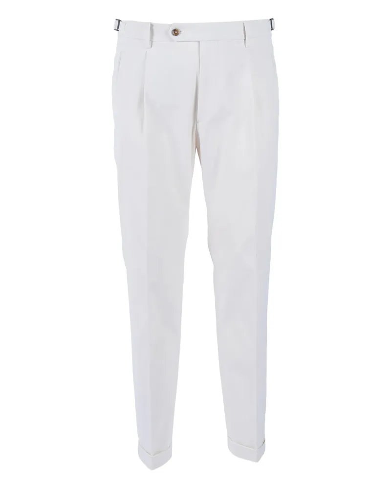 Berwich Pleated-cuff Tapered Trousers White