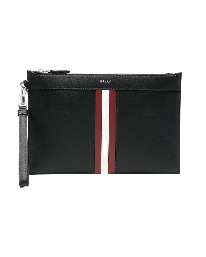 Bally Mythos Stripe-detail Clutch Bag Black