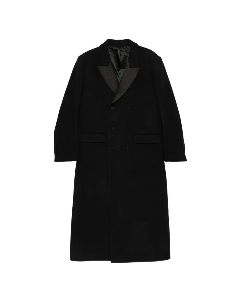 Ernest W. Baker Double-breasted Peak-lapels Coat Black