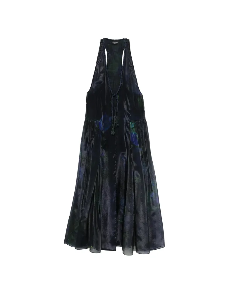 Giorgio Armani Tassel Floral Dress Blue