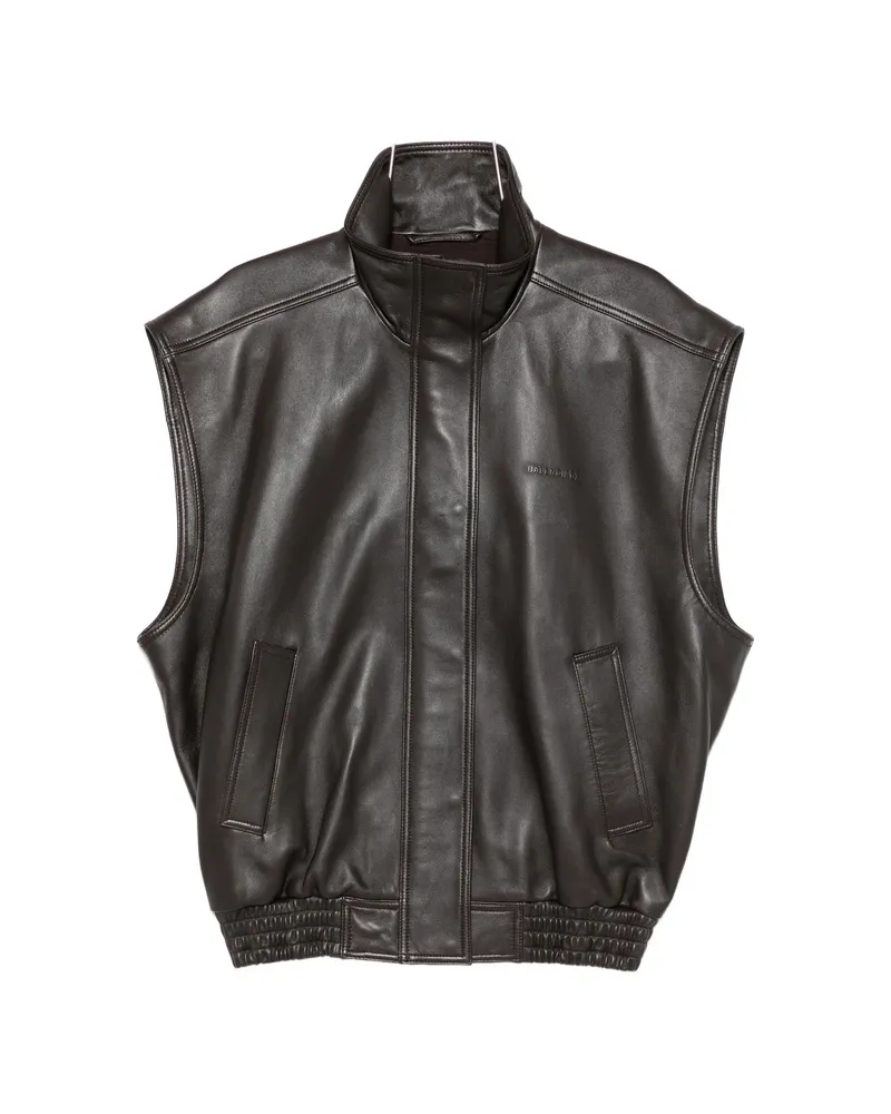 Balenciaga Leather Waistcoat Brown