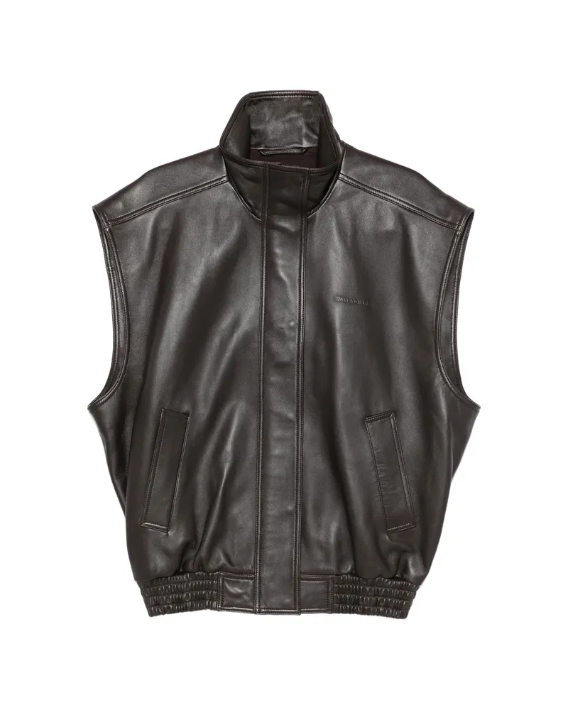 Balenciaga Leather Waistcoat Brown