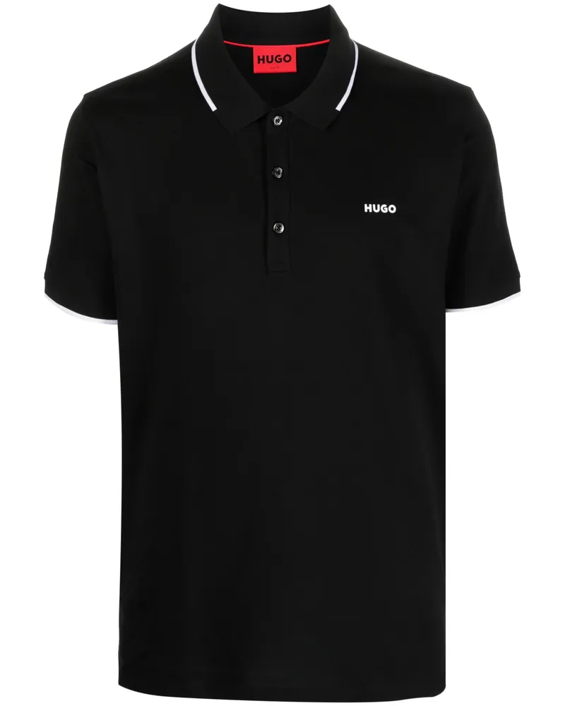 HUGO BOSS Logo-print Cotton Polo Shirt Black