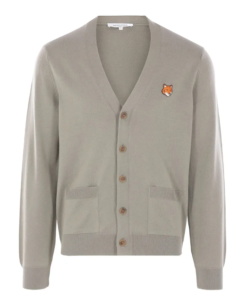 Kitsuné Fox-head Patch Pocket Cardigan Green