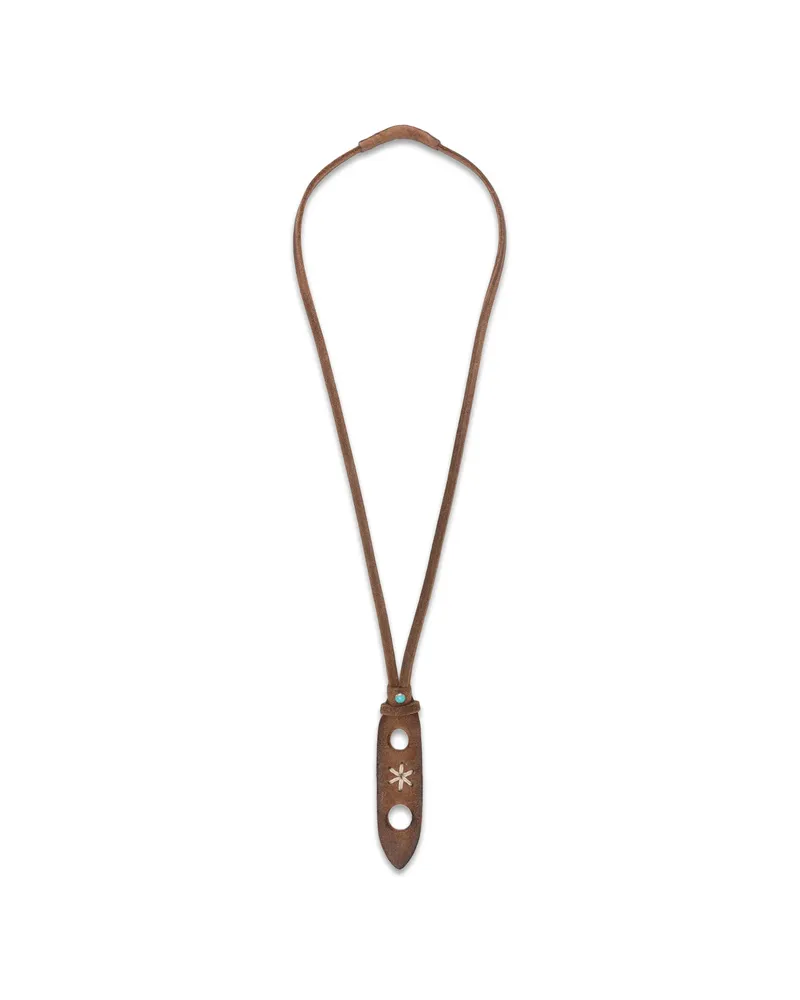 ERALDO Embroidered Leather Eyewear Necklace Brown