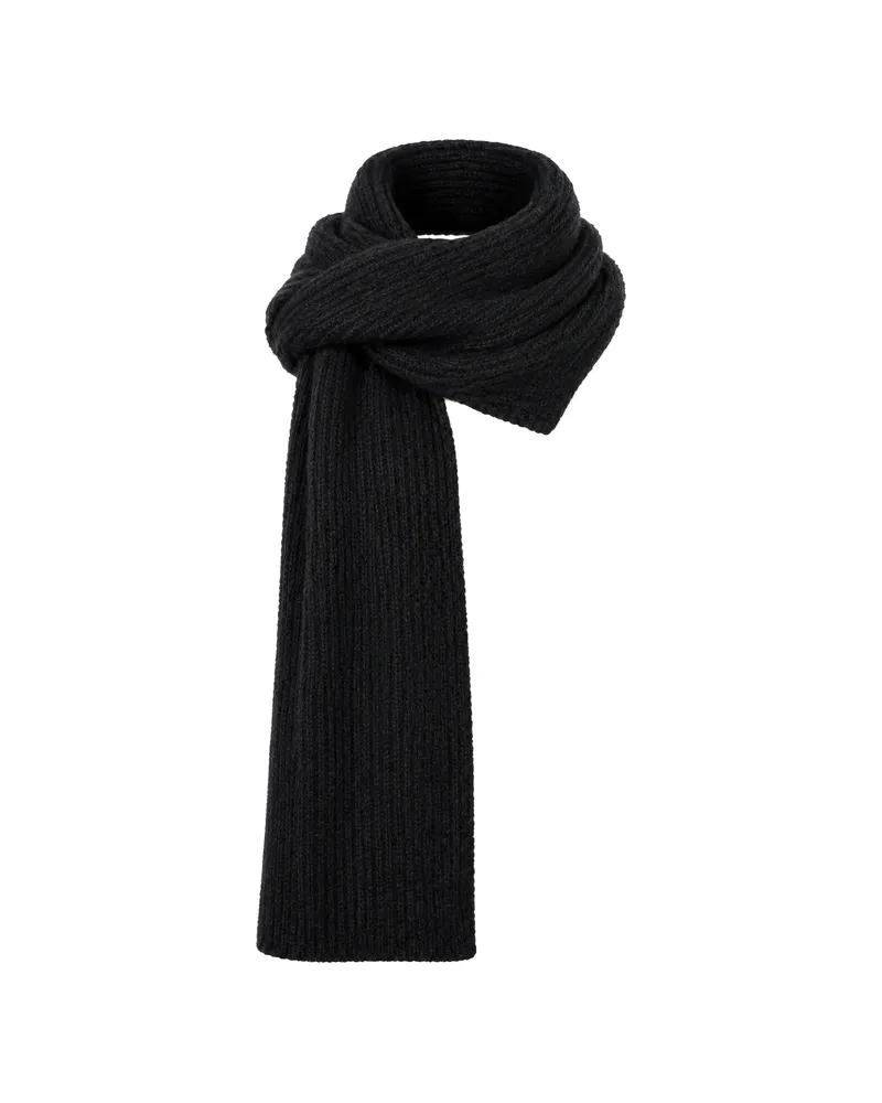 LOW CLASSIC Fuzzy-knit Ribbed Scarf Black