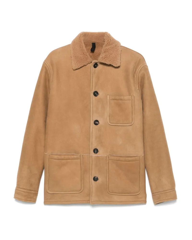 Tagliatore Shearling-collar Jacket Neutrals